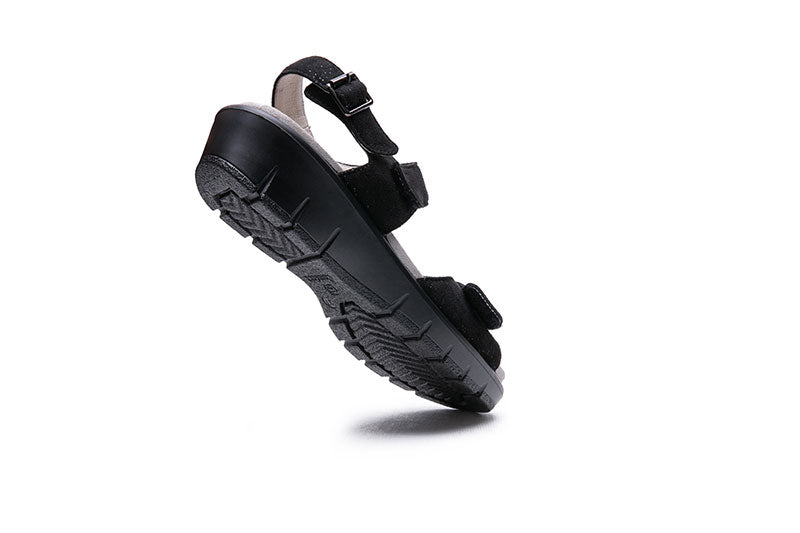 G Comfort 798-13 Black Suede Velcro Sandals