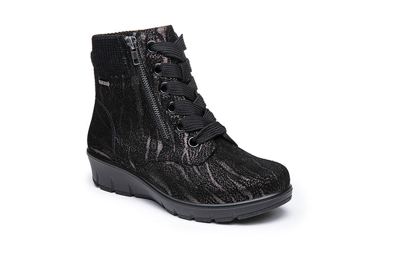 G Comfort 798-19 Black Shimmer Metl Zinn/Tin Fantasy Ankle Boots