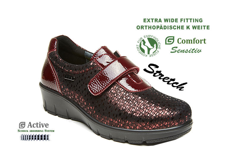 G Comfort 799-3 Burgundy Sparkle Extra Width Sneakers with Tex
