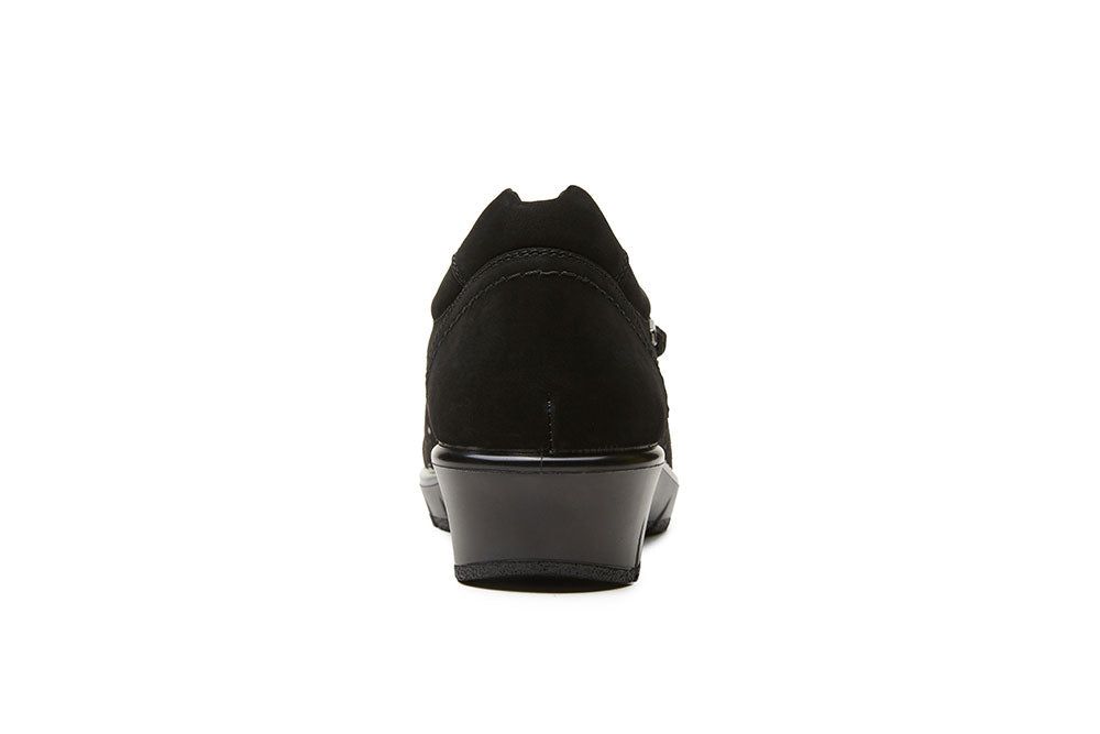 G Comfort 799-4/799-4ST Black Sparkle Stretch Velcro Extra Wide Shoes with Wedge