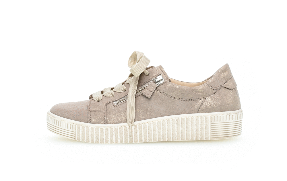 Gabor 83.334.60 Beige Sparkle Metallic F Fit Sneakers with Zip