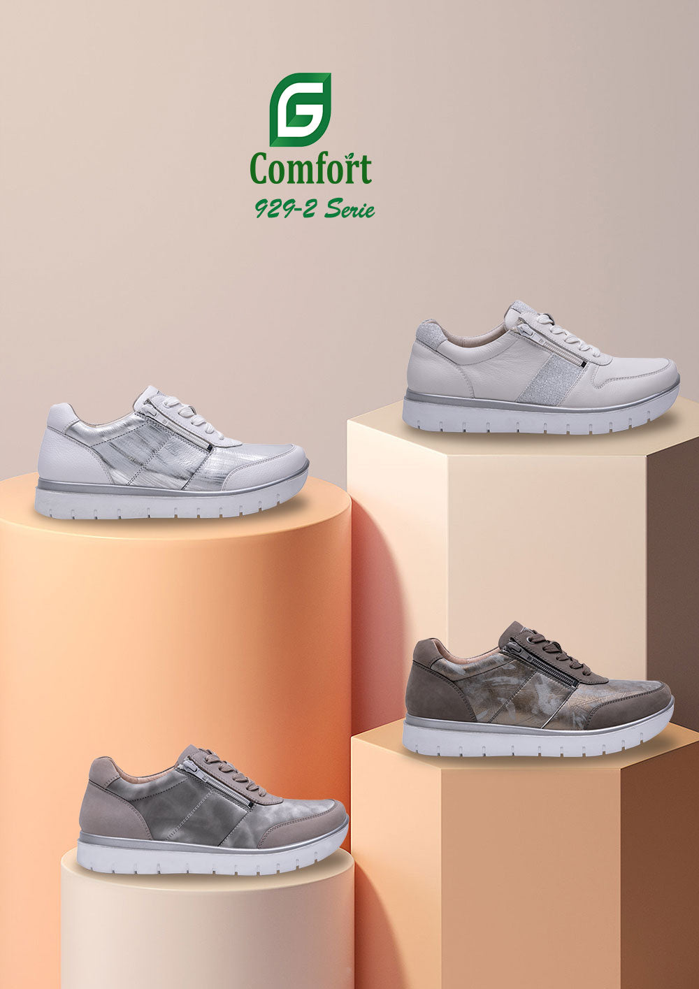 G Comfort 929-2 Grey Camo Combi Sneakers with Zip