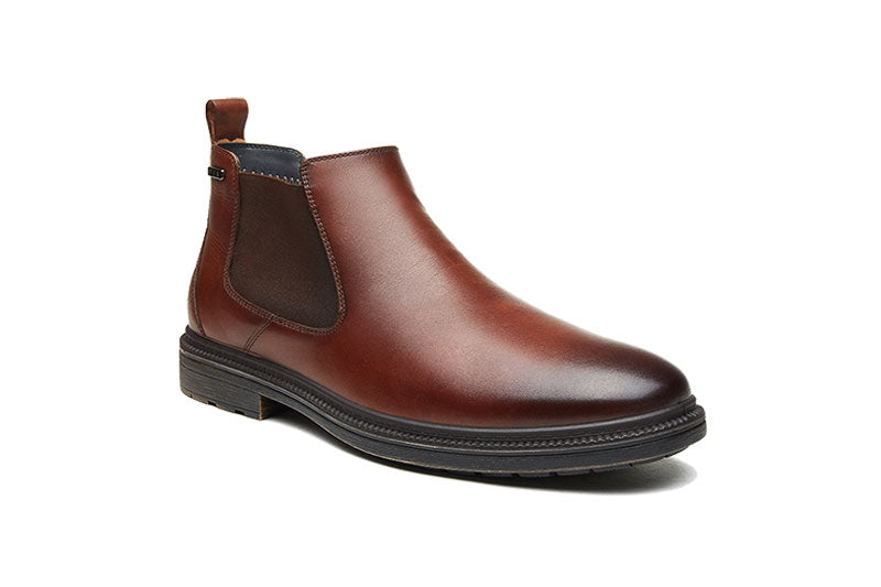 G Comfort 98918 Cognac Tan Brush Leather Pull On Ankle Boots'
