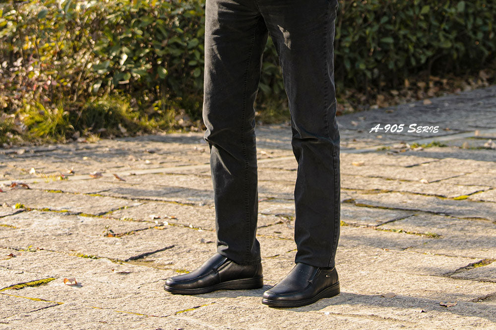 G Comfort A-905/A-905S Tex Black Soft Nappa Slip On Shoes