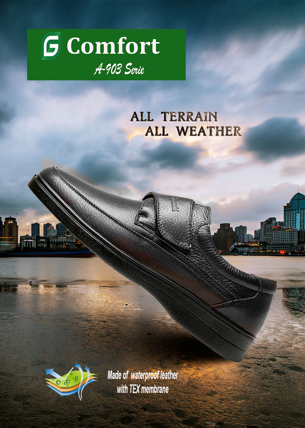 G Comfort A-903 S Black Tex Velcro Casual Shoesp