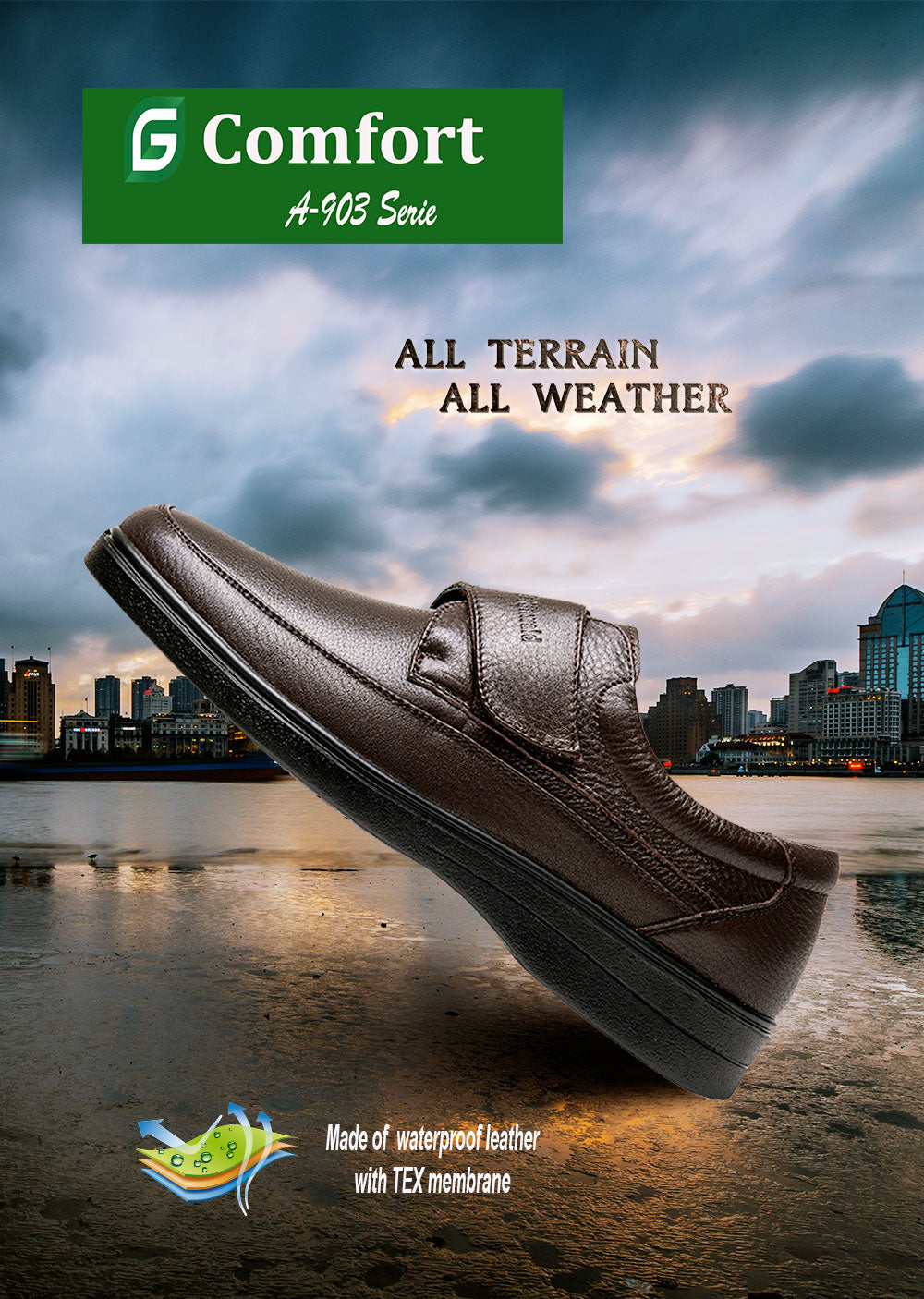 G Comfort A-903 B Brown Velcro Casual Shoesn