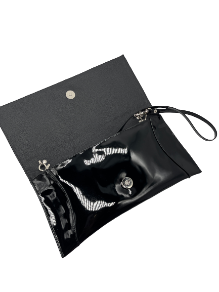 Bioeco by Arka B0002 0026+0007 Black Suede Leather Dressy Formal Clutch Bag