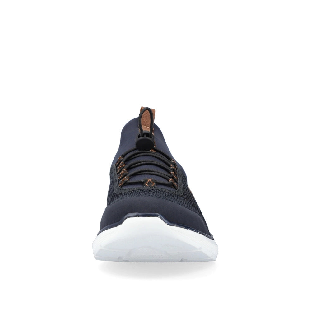 Rieker B7261-14 Navy Trainers with Tan Heel Detail