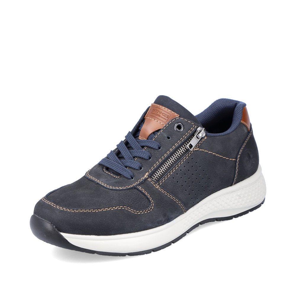 Rieker B7612-14 Navy Blue Nubuck Combi Lace Sneakers
