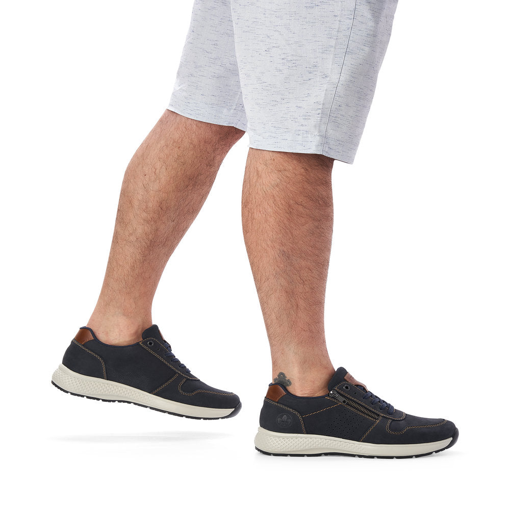 Rieker B7612-14 Navy Blue Nubuck Combi Lace Sneakers