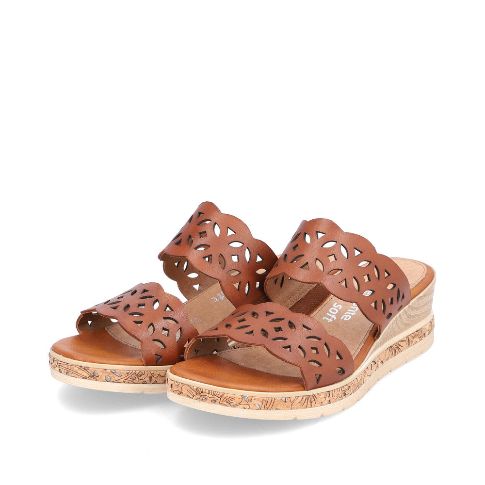 Remonte D3065-24 Brown Slip On Wedge Sandals