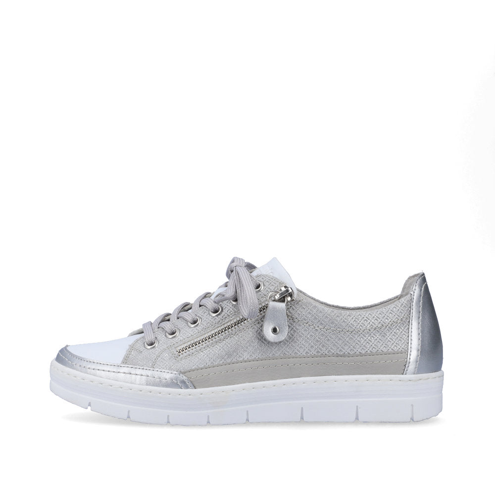 Remonte D5826-90 Silver Platinum Trainers with Zip