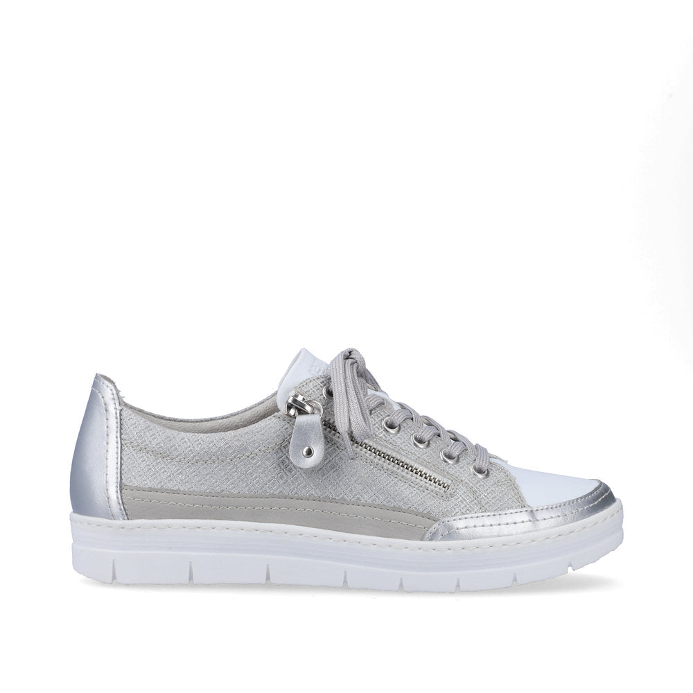 Remonte D5826-90 Silver Platinum Trainers with Zip