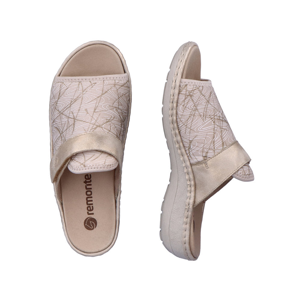 Remonte D7664-60 Gold & Beige Slip On Sandals