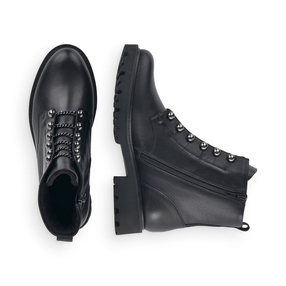 Remonte D8670-01 Black 6 Studs & Chain Bootsu