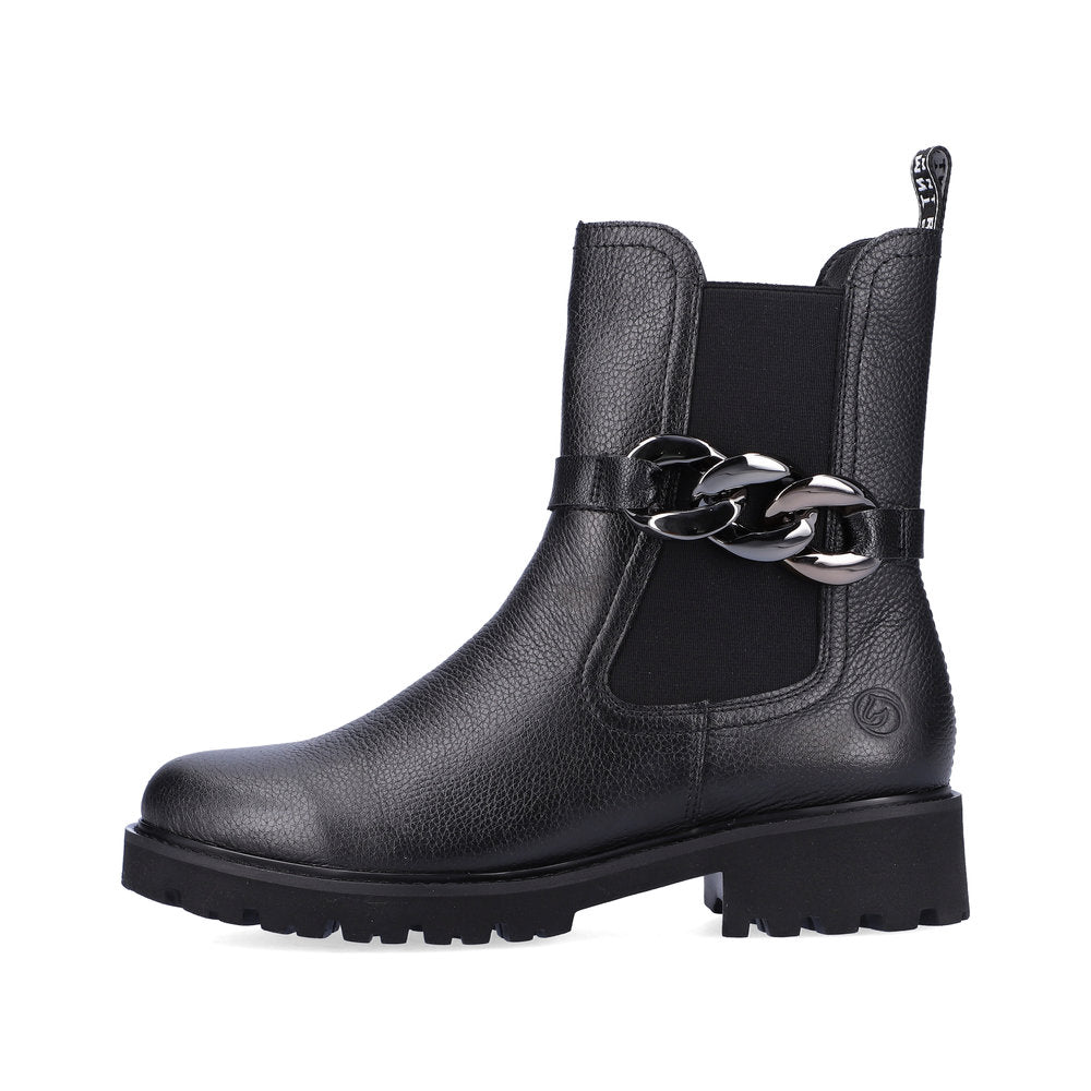 Remonte D8695-01 Black Boots with Chain Detailing