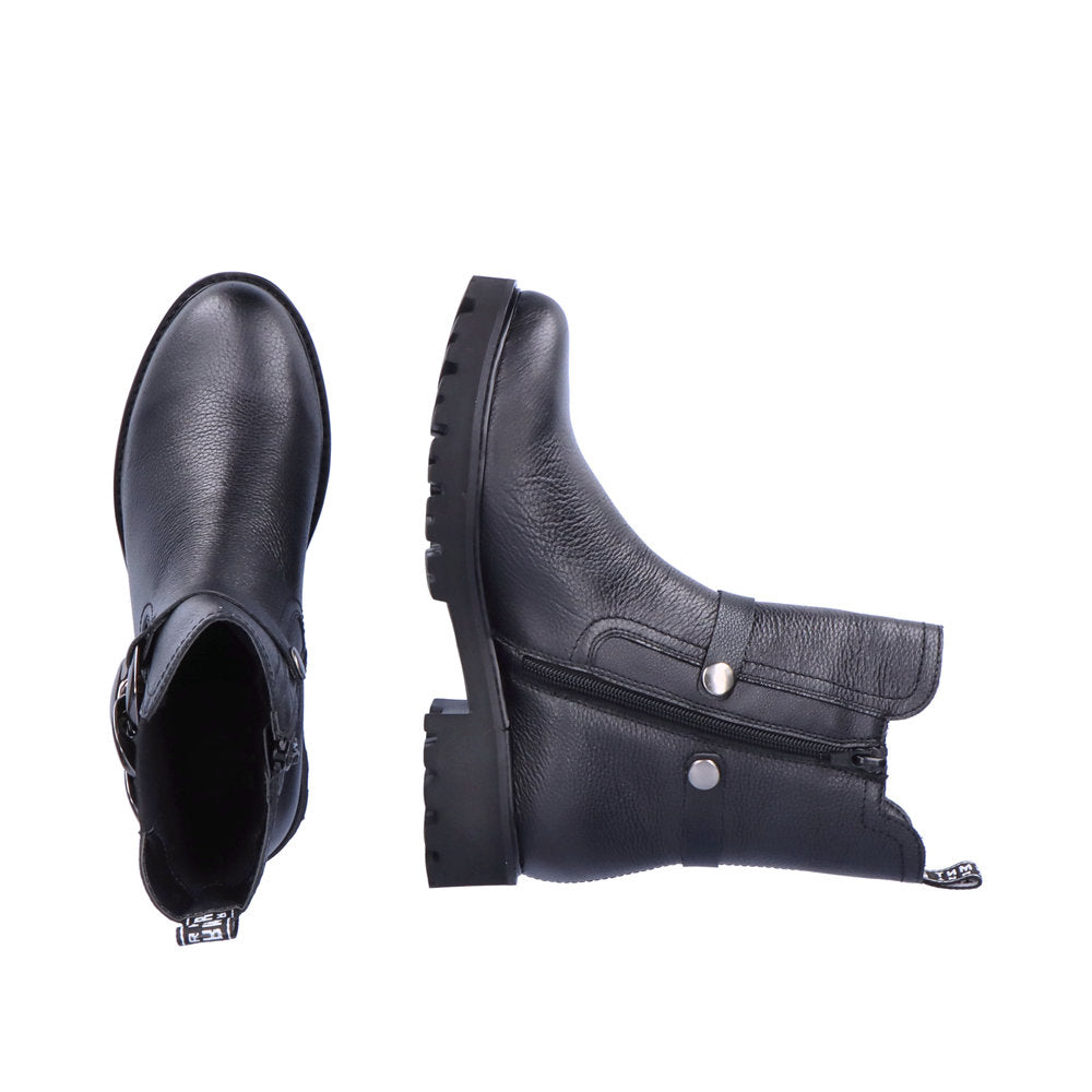 Remonte D8695-01 Black Boots with Chain Detailing