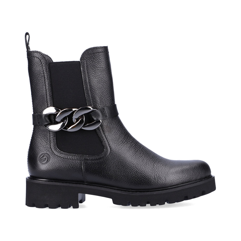 Remonte D8695-01 Black Boots with Chain Detailing