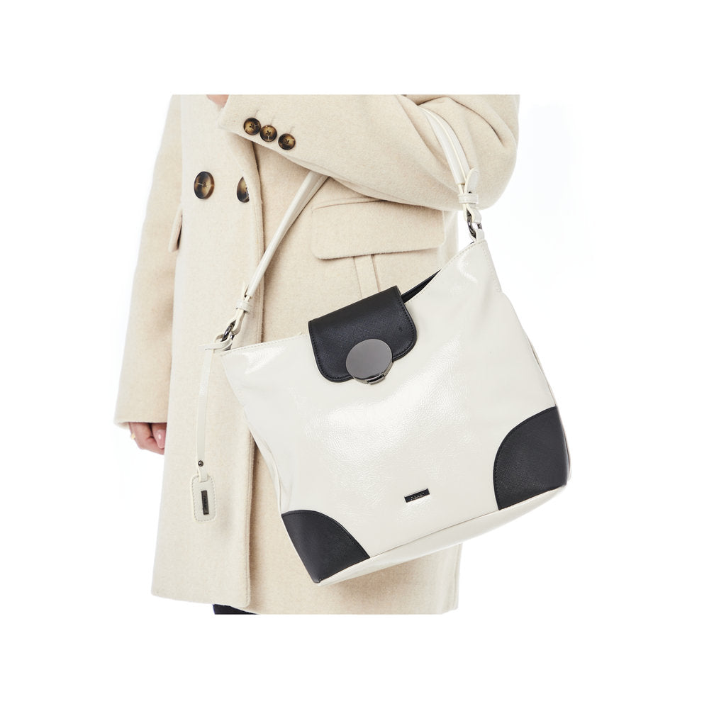 Rieker H1087-80 Off White & Black Handbag