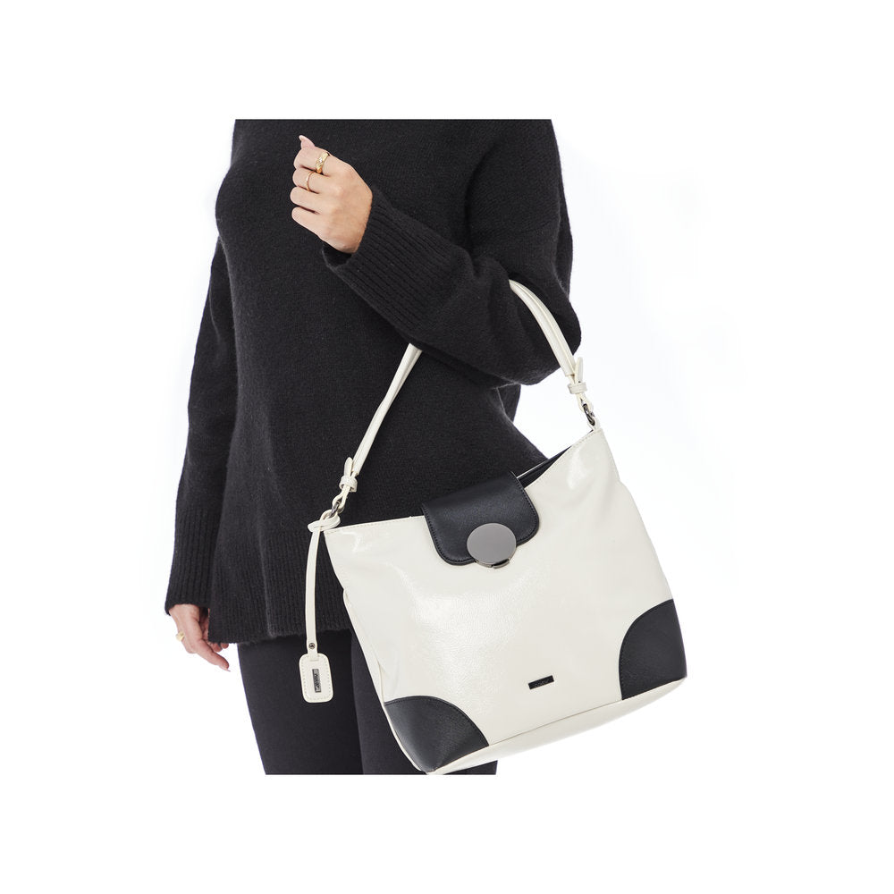 Rieker H1087-80 Off White & Black Handbag