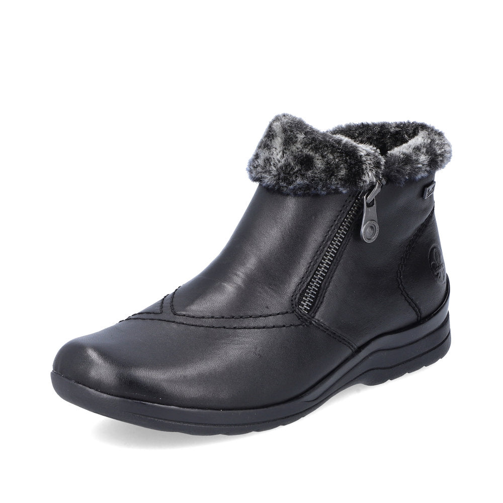 Rieker L1868-00 Tex Black Boots with Fur