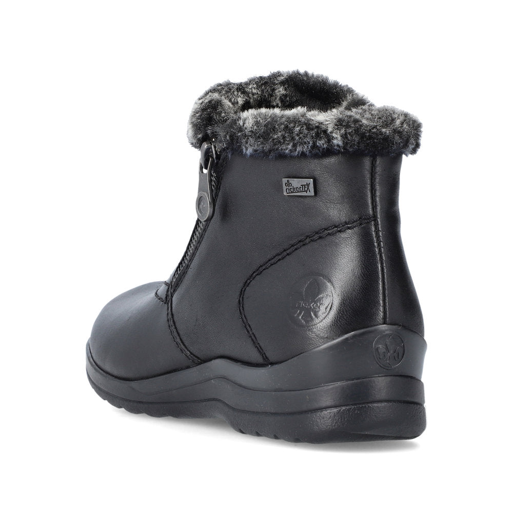 Rieker L1868-00 Tex Black Boots with Fur