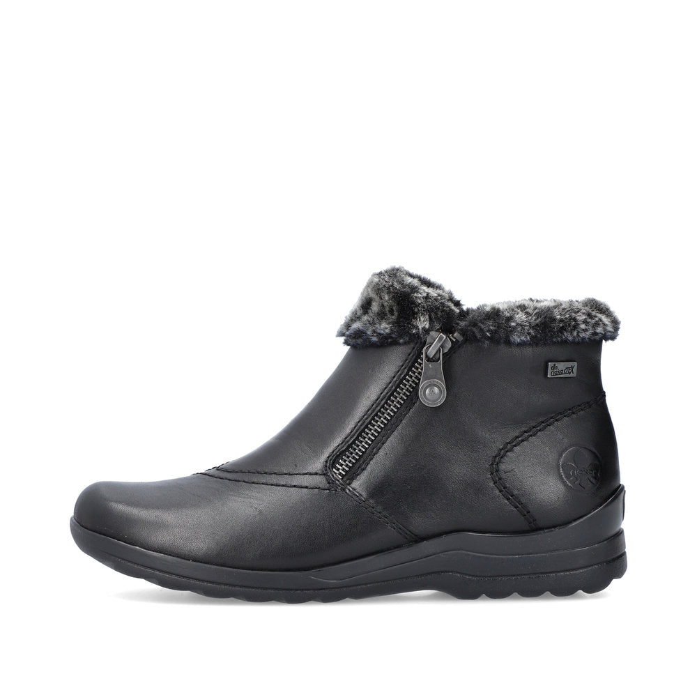 Rieker L1868-00 Tex Black Boots with Fur
