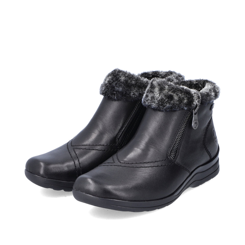 Rieker L1868-00 Tex Black Boots with Fur