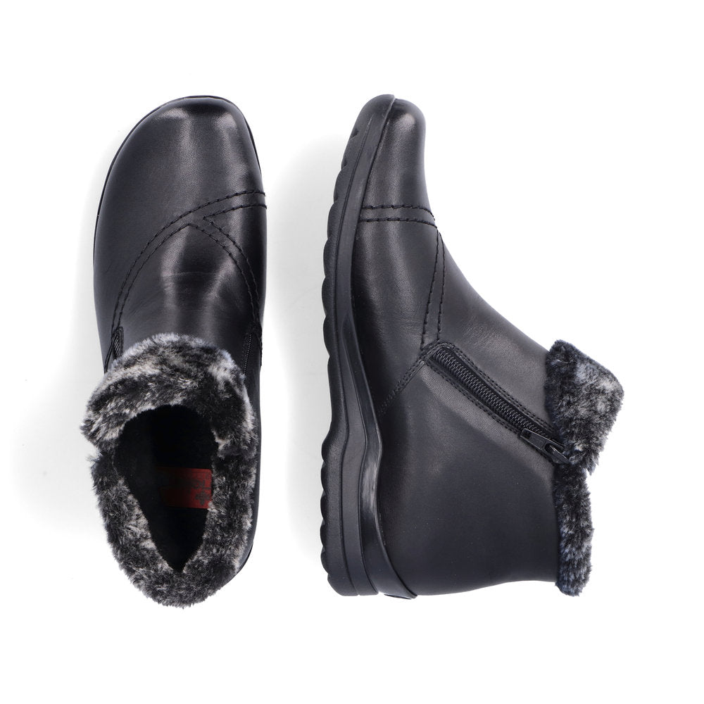 Rieker L1868-00 Tex Black Boots with Fur