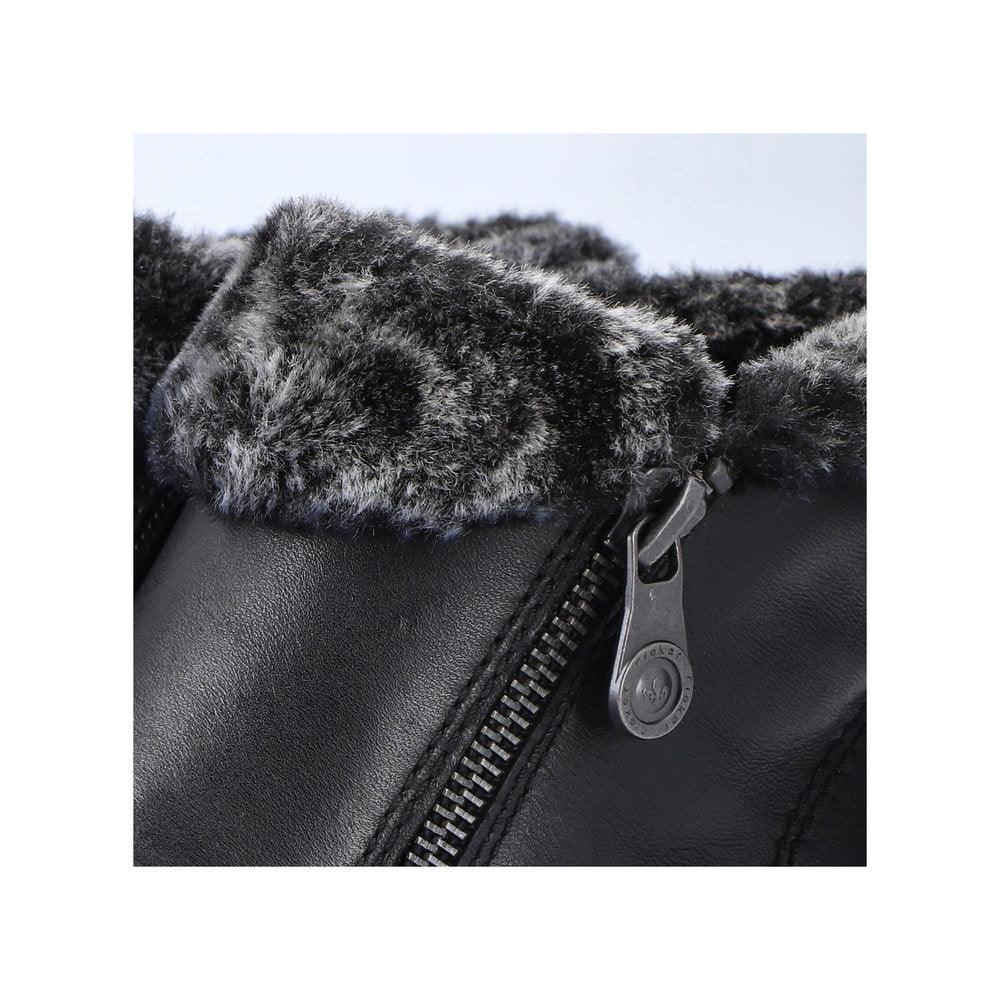 Rieker L1868-00 Tex Black Boots with Fur