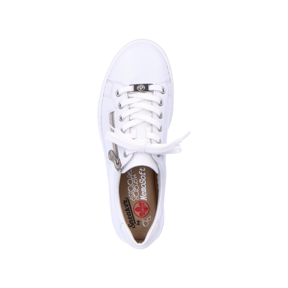 Rieker L59L1-83 White Sneakers with Zip and Lace