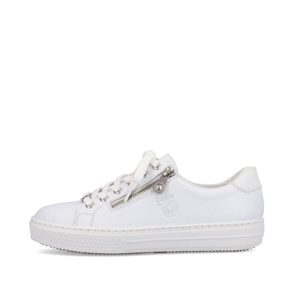 Rieker L59L1-83 White Sneakers with Zip and Lace