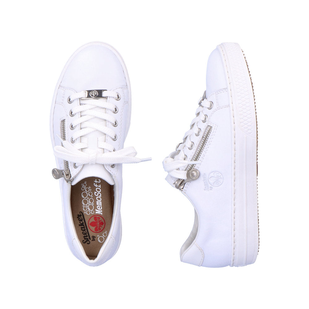 Rieker L59L1-83 White Sneakers with Zip and Lace