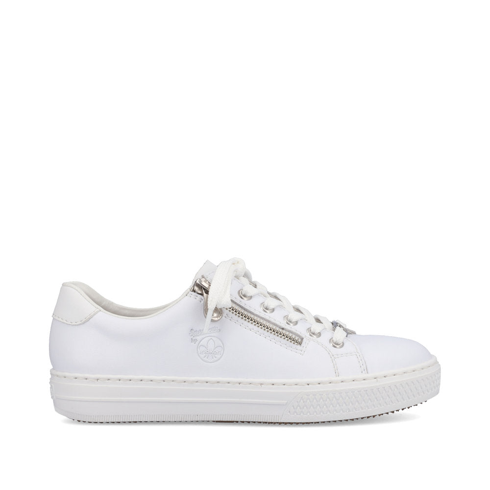 Rieker L59L1-83 White Sneakers with Zip and Lace