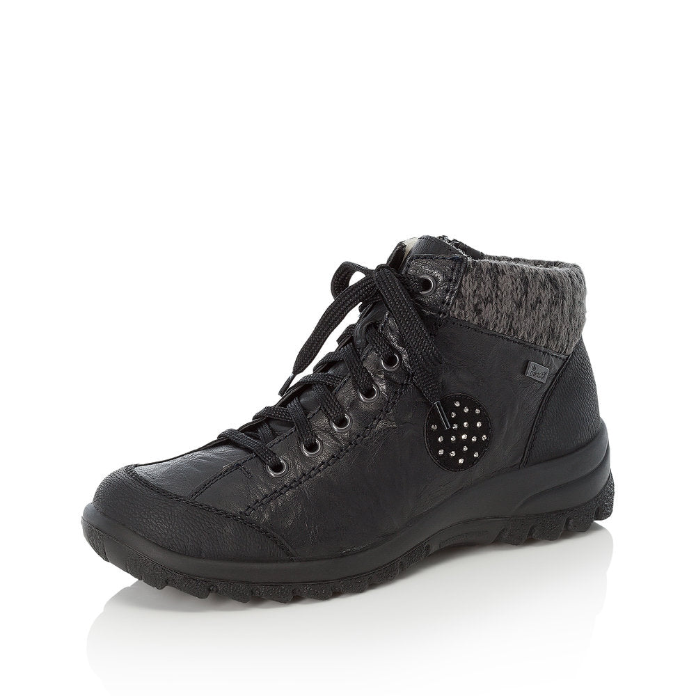 Rieker L7110-01 Tex Black Boots with Lambswool Lining