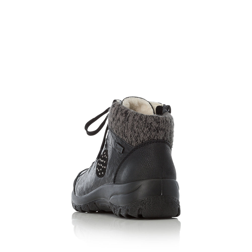 Rieker L7110-01 Tex Black Boots with Lambswool Lining