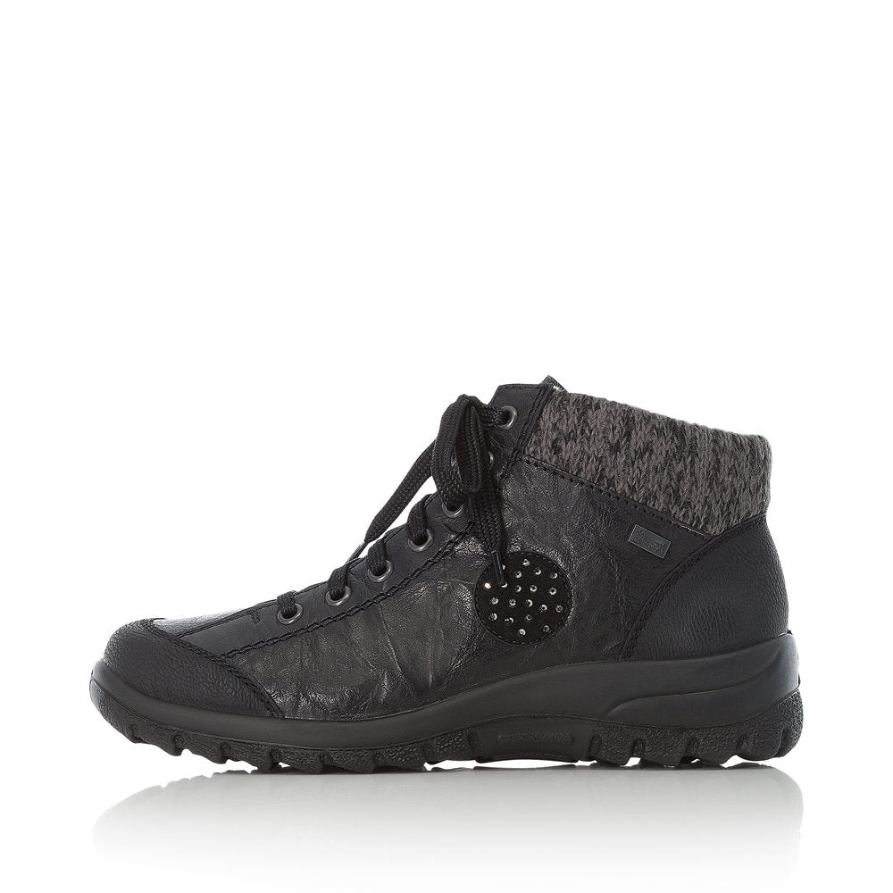 Rieker L7110-01 Tex Black Boots with Lambswool Lining