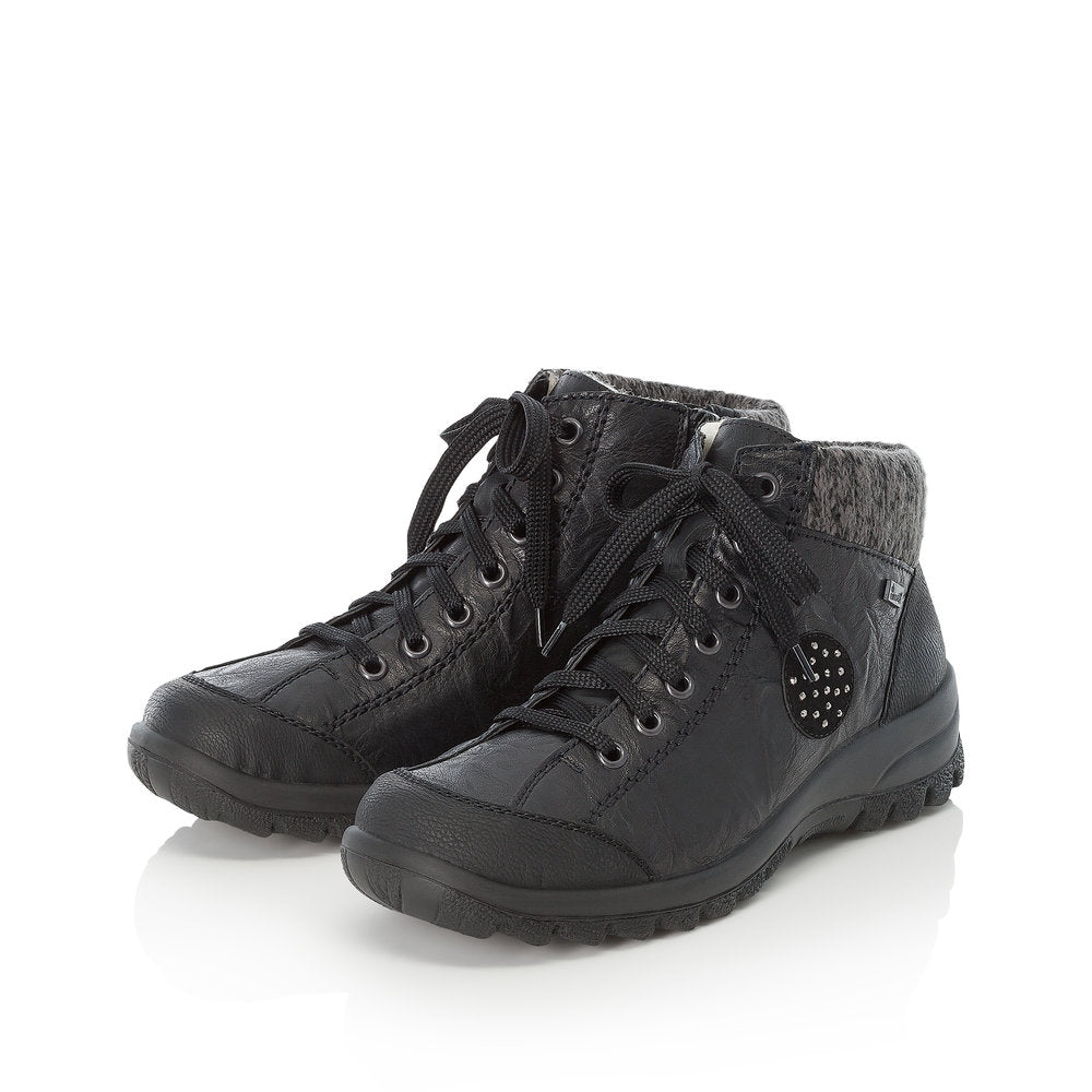 Rieker L7110-01 Tex Black Boots with Lambswool Lining