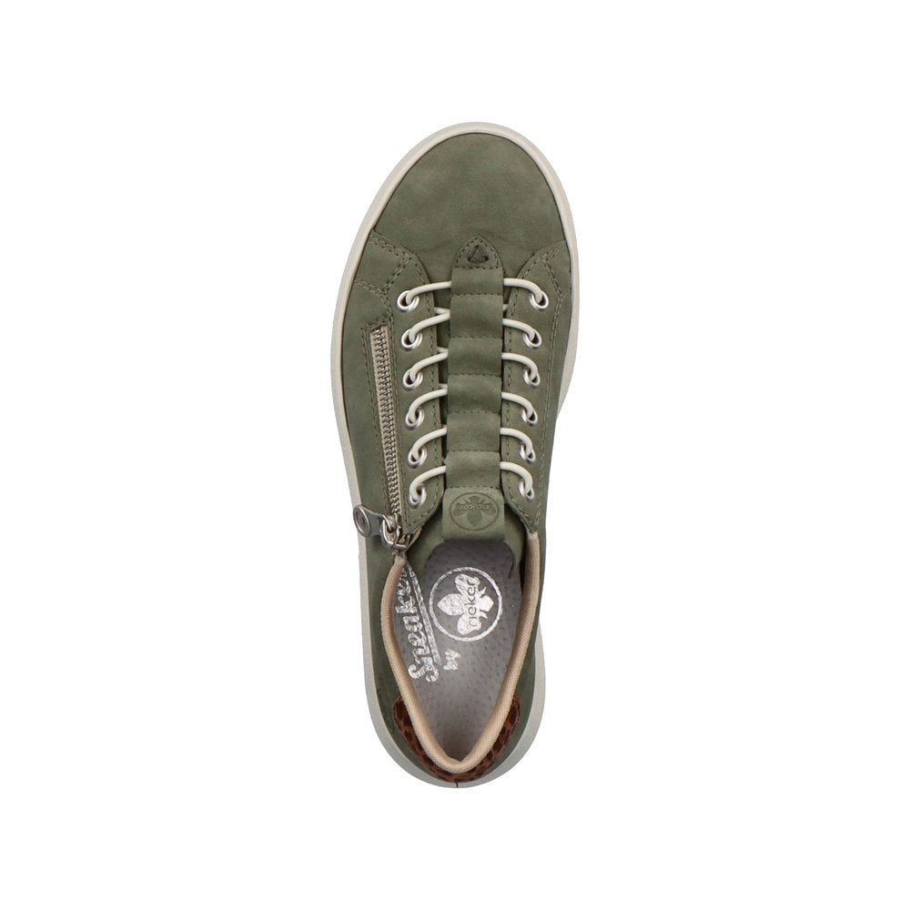 Rieker M1952-52 Green Sneakers with Zip & Leopard Heel