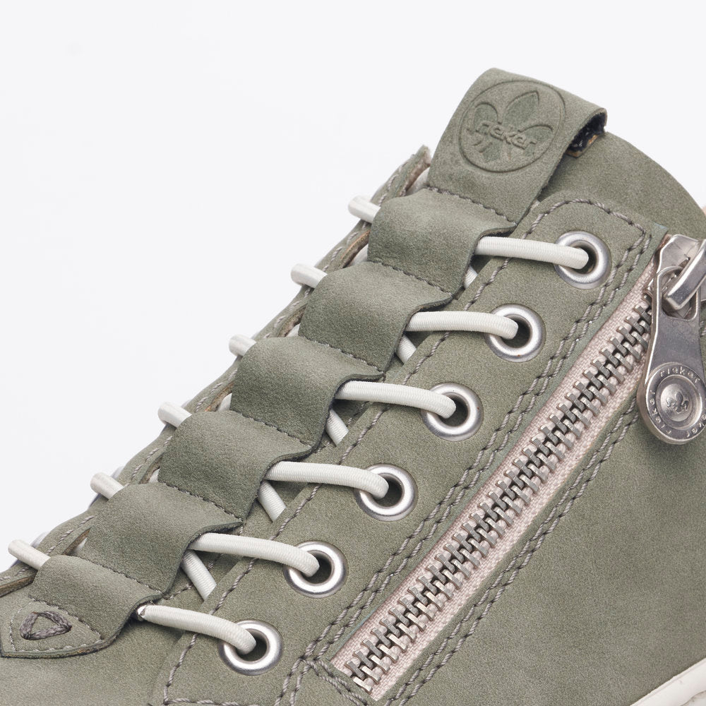 Rieker M1952-52 Green Sneakers with Zip & Leopard Heel