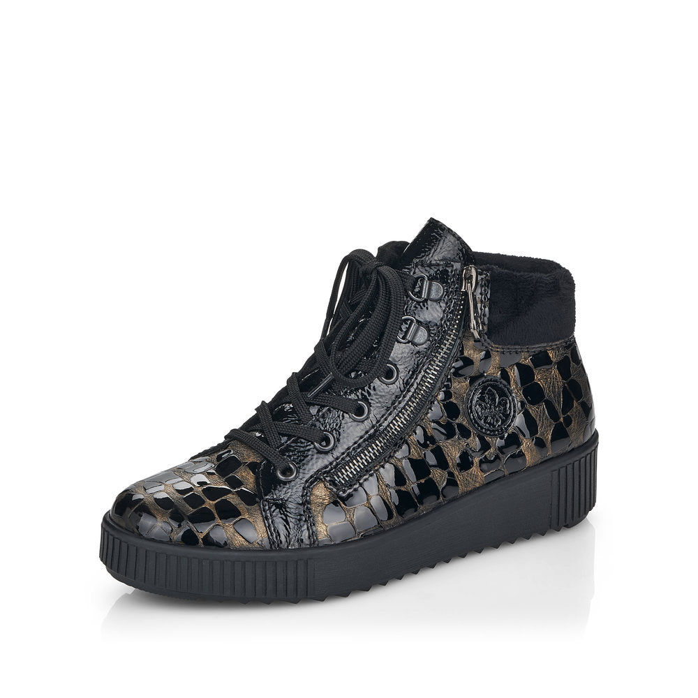 Rieker M6441-90 Black/Bronze Combi Ankle Boots