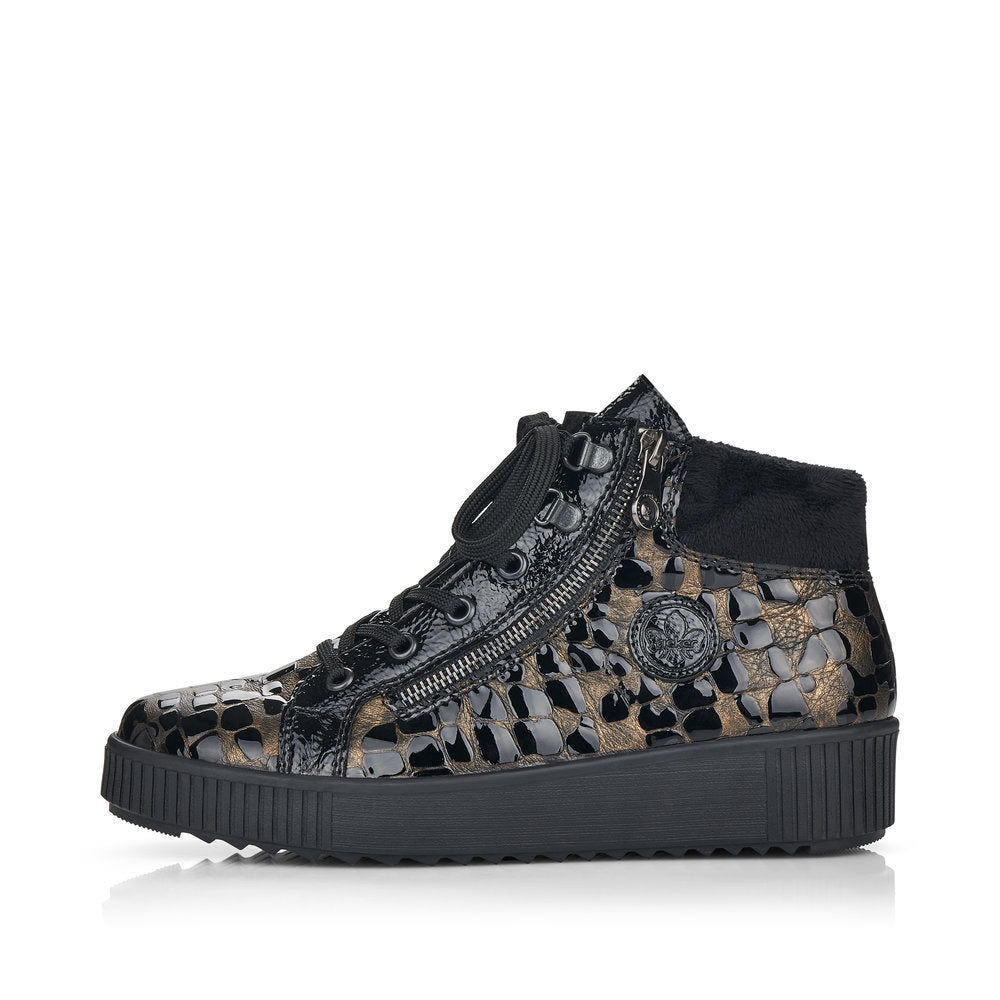 Rieker M6441-90 Black/Bronze Combi Ankle Boots