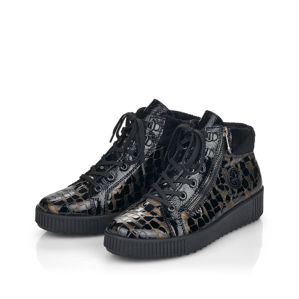 Rieker M6441-90 Black/Bronze Combi Ankle Boots