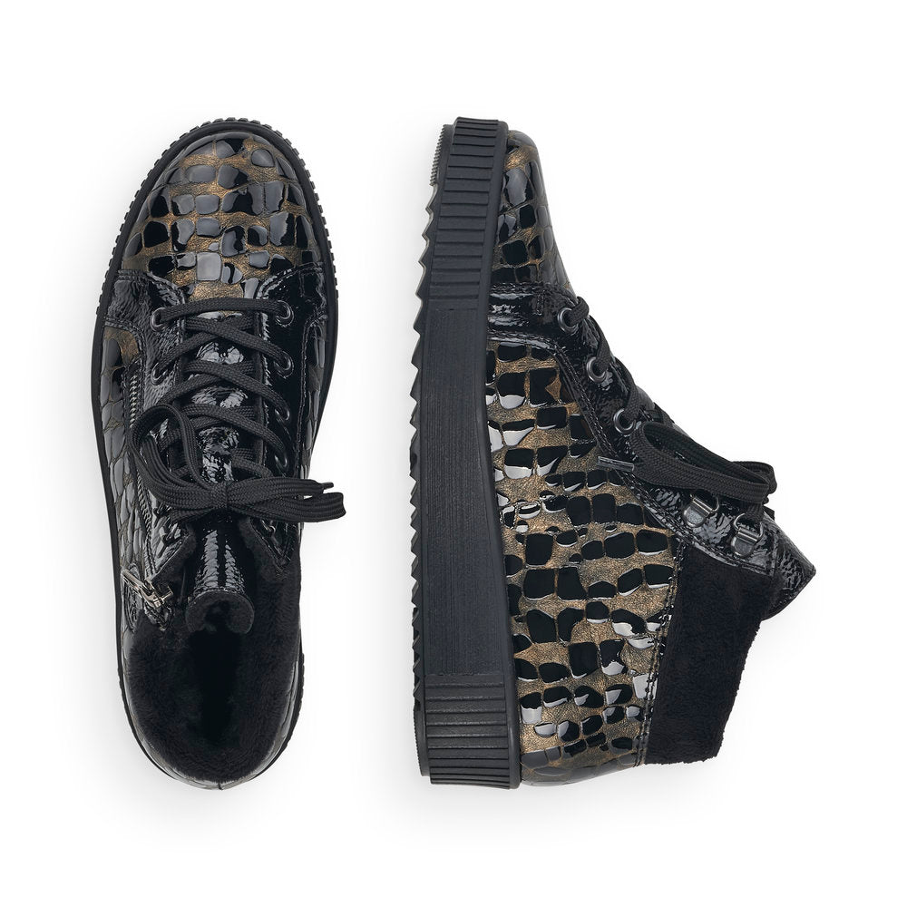 Rieker M6441-90 Black/Bronze Combi Ankle Boots