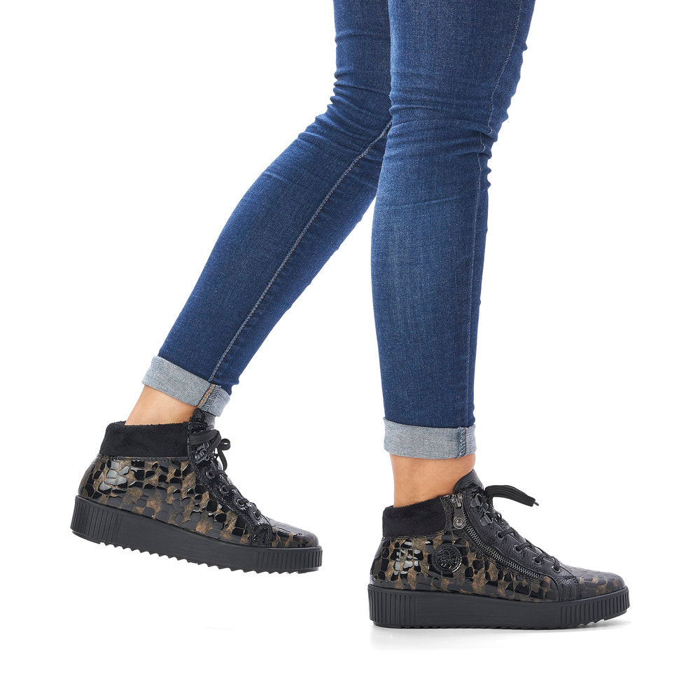 Rieker M6441-90 Black/Bronze Combi Ankle Boots