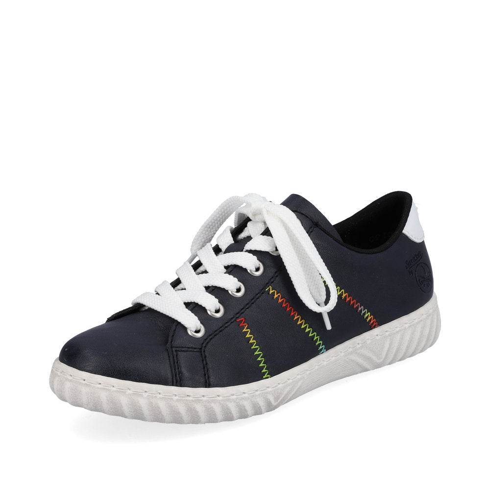 Rieker N0910-14 Navy Colour Stitch Trainers
