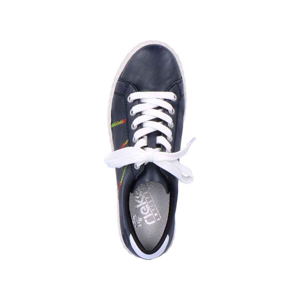 Rieker N0910-14 Navy Colour Stitch Trainers