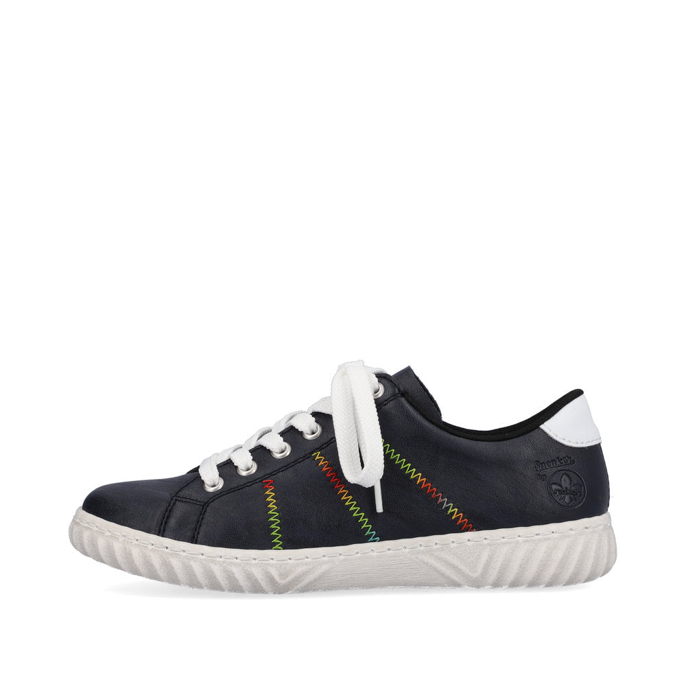 Rieker N0910-14 Navy Colour Stitch Trainers