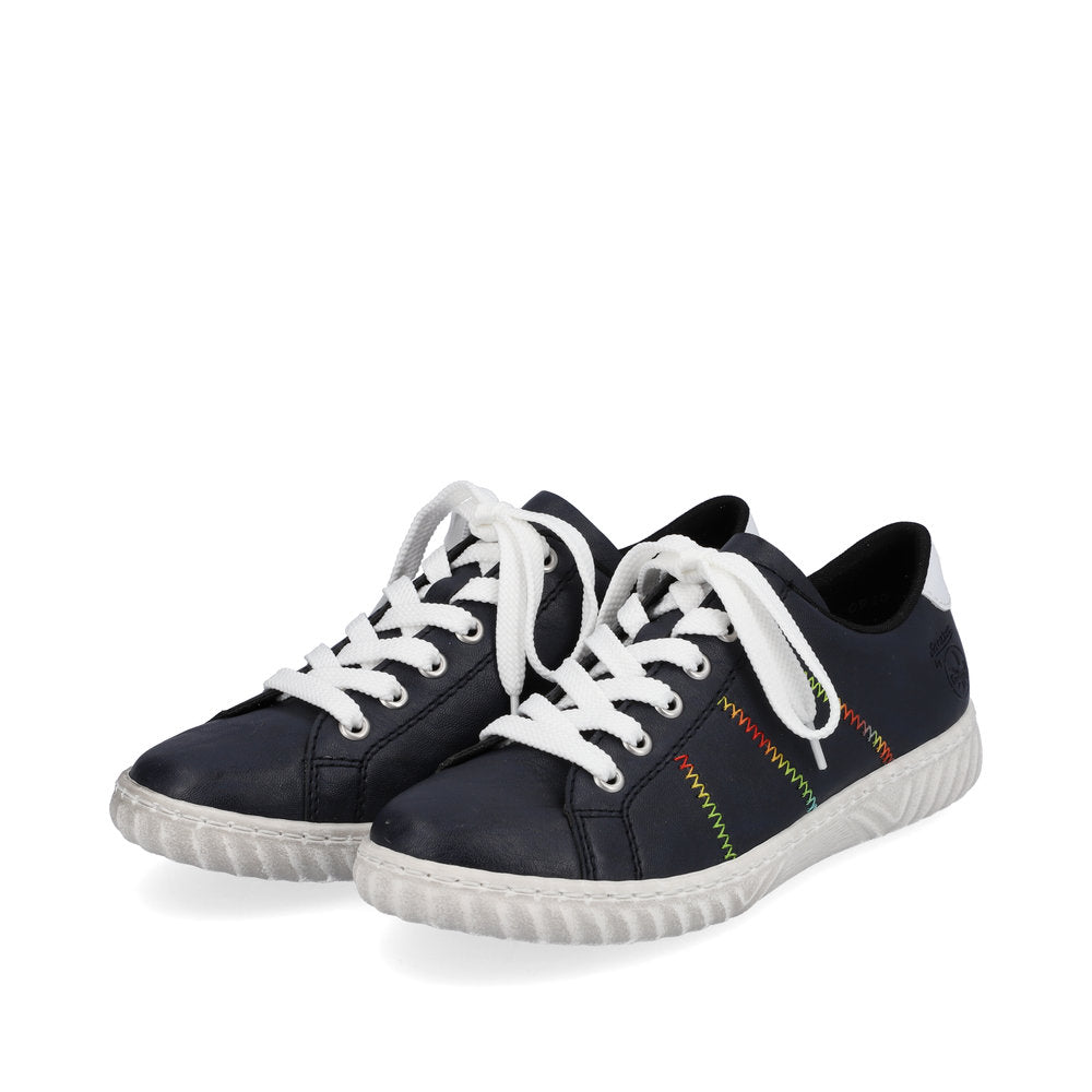 Rieker N0910-14 Navy Colour Stitch Trainers