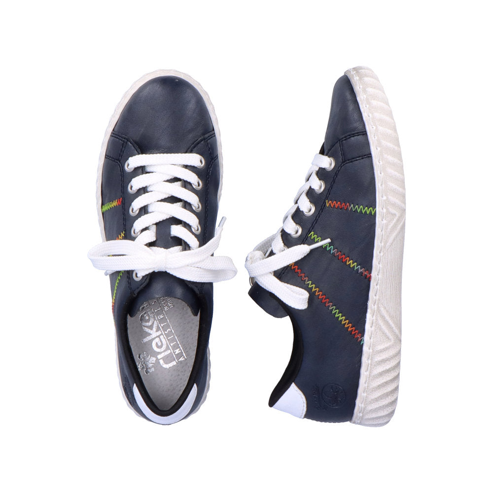 Rieker N0910-14 Navy Colour Stitch Trainers